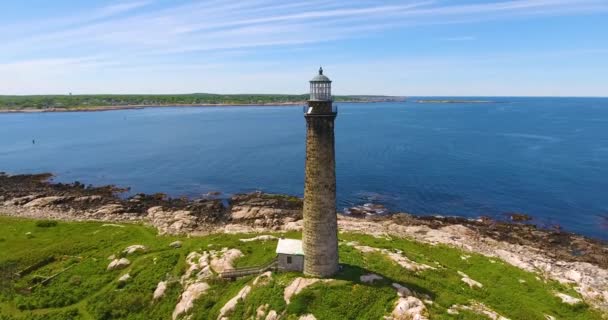 공중에서 Thacher Island Lighstincts Thacher Island Rockport Cape Ann Massachusetts — 비디오