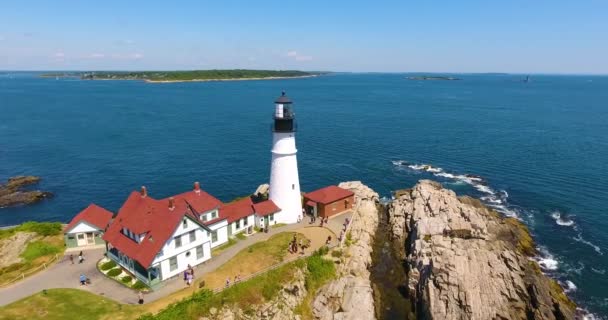 Letni Widok Portland Head Lighthouse Cape Elizabeth Maine Usa Latarnia — Wideo stockowe