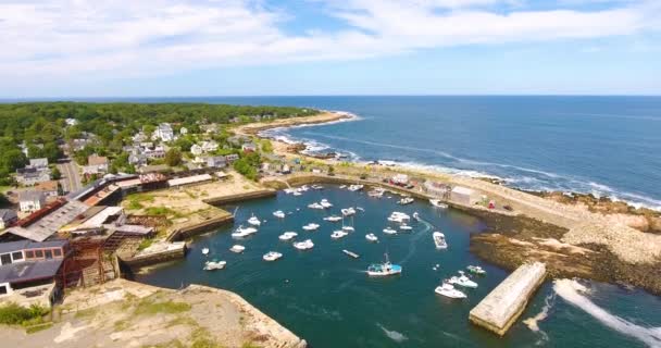Village Pigeon Cove Aerial View Town Rockport Cape Ann Massachusetts — Stockvideo