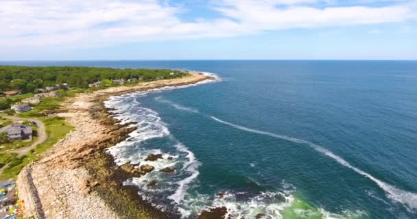 Village Pigeon Cove Aerial View Town Rockport Cape Ann Massachusetts — Stock Video