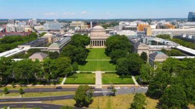Great Dome of Massachusset Teknoloji Enstitüsü (MIT) hava görüntüsü, Cambridge, Massachusetts MA, ABD.