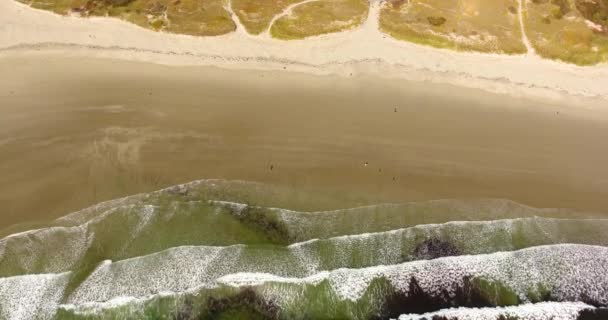 Ocean Waves Singing Beach Top View Town Manchester Sea Μασαχουσέτη — Αρχείο Βίντεο