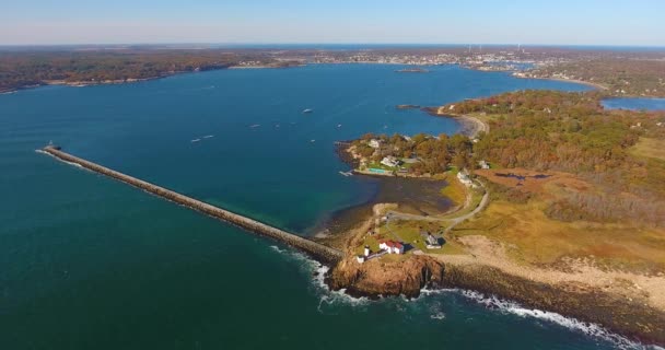 Doğu Noktası Deniz Feneri Gloucester Limanı Nın Hava Manzarası Cape — Stok video
