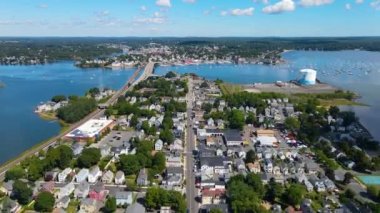 Salem Neck tarihi bölgesi, Danvers Nehri, Beverly Harbor ve Essex Köprüsü Salem ve Beverly 'i birbirine bağlayan Salem City, Massachusetts MA, ABD.