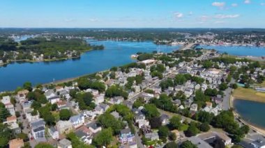 Salem Neck tarihi bölgesi, Danvers Nehri, Beverly Harbor ve Essex Köprüsü Salem ve Beverly 'i birbirine bağlayan Salem City, Massachusetts MA, ABD.