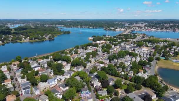 Vue Aérienne Quartier Historique Salem Neck Danvers River Beverly Harbor — Video