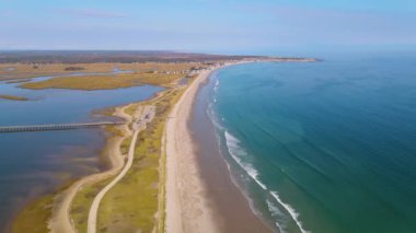Long Island 'daki Duxbury Sahili ve Duxbury Körfezi hava manzaralı Massachusetts MA, ABD. 