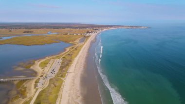 Long Island 'daki Duxbury Sahili ve Duxbury Körfezi hava manzaralı Massachusetts MA, ABD. 