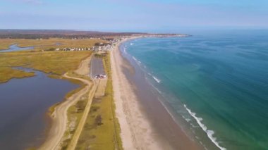 Long Island 'daki Duxbury Sahili ve Duxbury Körfezi hava manzaralı Massachusetts MA, ABD. 