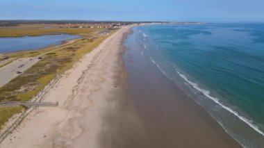 Long Island 'daki Duxbury Sahili ve Duxbury Körfezi hava manzaralı Massachusetts MA, ABD. 