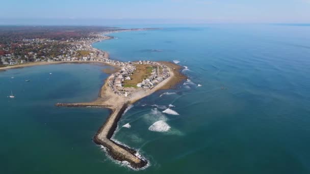 Scitate Limanı Girişindeki Old Scitate Deniz Feneri Massachusetts Abd — Stok video