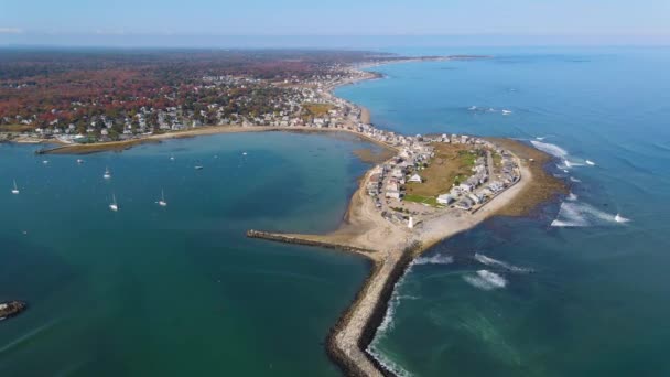 Scitate Limanı Girişindeki Old Scitate Deniz Feneri Massachusetts Abd — Stok video