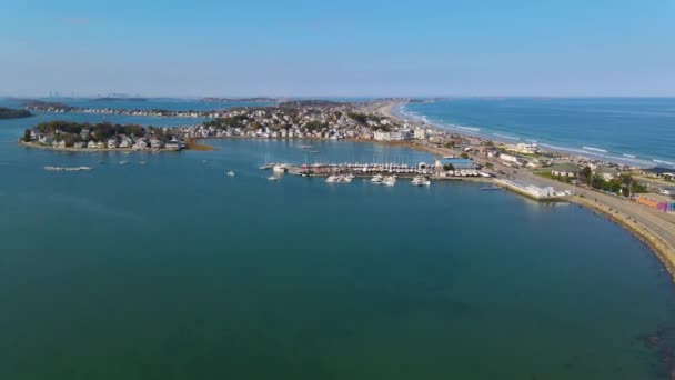 Nantasket Beach Weir River Hingham Bay Aeral View Med Høstblad – stockvideo