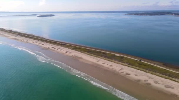 Duxbury Beach Long Island Duxbury Bay Aerial View Town Duxbury — Stock Video