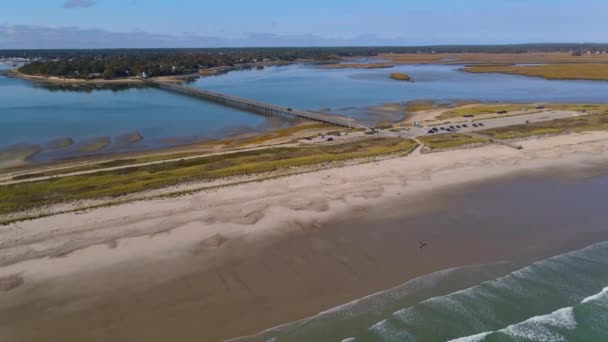 Duxbury Beach Long Island Duxbury Bay Widok Lotu Ptaka Miejscowości — Wideo stockowe