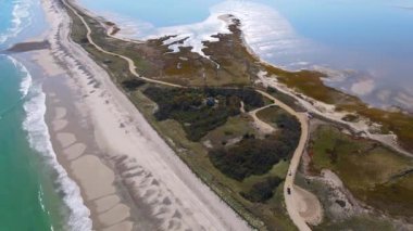 Long Island 'daki Duxbury Sahili ve Duxbury Körfezi hava manzaralı Massachusetts MA, ABD. 