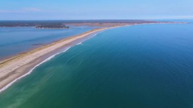 Long Island 'daki Duxbury Sahili ve Duxbury Körfezi hava manzaralı Massachusetts MA, ABD. 