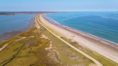Long Island 'daki Duxbury Sahili ve Duxbury Körfezi hava manzaralı Massachusetts MA, ABD. 