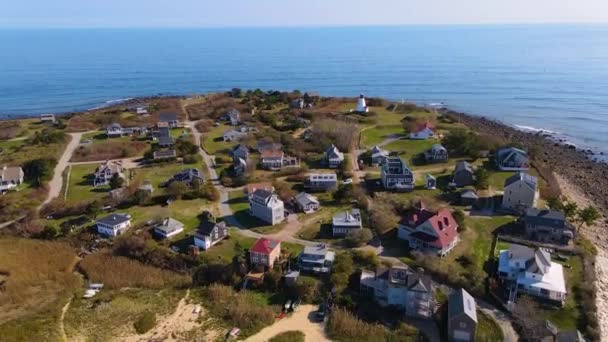 Phare Gurnet Village Gurnet Point Vue Aérienne Automne Dans Baie — Video