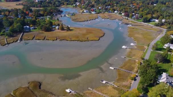 Duxbury Bay Bluefish River Duxbury Powder Point Táj Őszi Légi — Stock videók