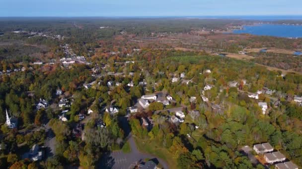 Duxbury Landscape Including Duxbury Bay Marsh Town Center Aerial View — Stockvideo