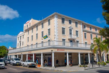 Scotia Bankası tarihi Nassau şehir merkezindeki Bay Street 'te tarihi bir ticari binada, New Providence Adası, Bahamalar. 