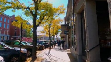 Portland Rıhtımı Commercial Street yürüyüş turu Old Port, Portland, Maine ME, ABD.