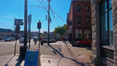 Portland Rıhtımı Commercial Street yürüyüş turu Old Port, Portland, Maine ME, ABD.