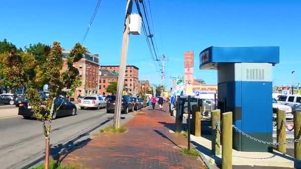 Portland Paseo Pie Frente Mar Commercial Street Old Port Ciudad — Vídeo de stock