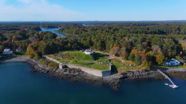 Fort Mcclary Hava Görüntüsü Sonbaharda Piscataqua Nehri Nde Kittery Point — Stok video