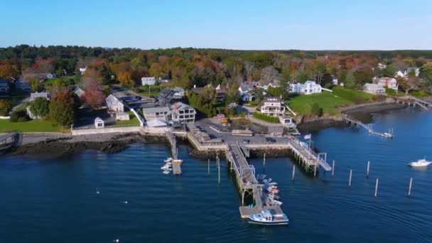 Pepperrell Cove Antenn Utsikt Över Hösten Piscataqua River Portsmouth Harbor — Stockvideo