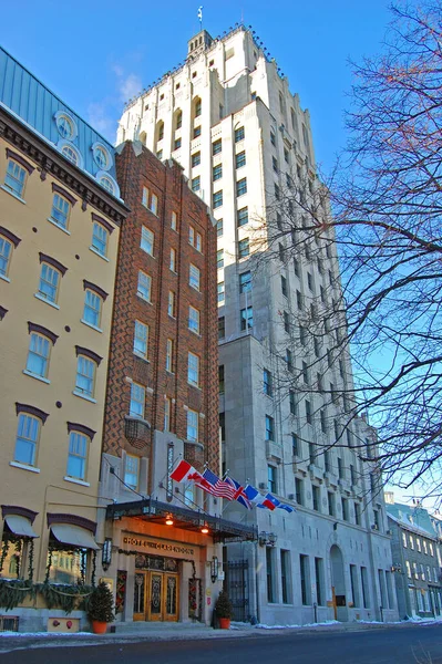 Clarendon Hotel Edifice Price Winter Quebec City Quebec Canada Quartiere — Foto Stock