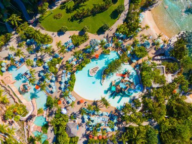 Splashers Kids Pool top view in Adventure Park in Atlantis Resort on Paradise Island, Bahamas. clipart