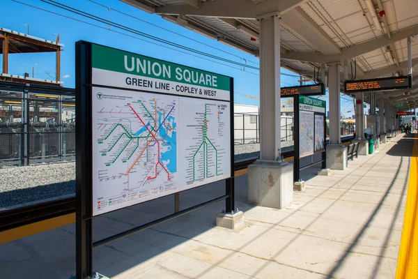 Boston Metro Mbta Schematic Map Platform Union Square Station Union — Stock Photo, Image