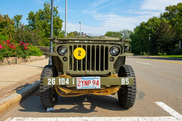 Willys Jeep Ford Gpw Wellesley Day Show Stad Wellesley Massachusetts — Stockfoto