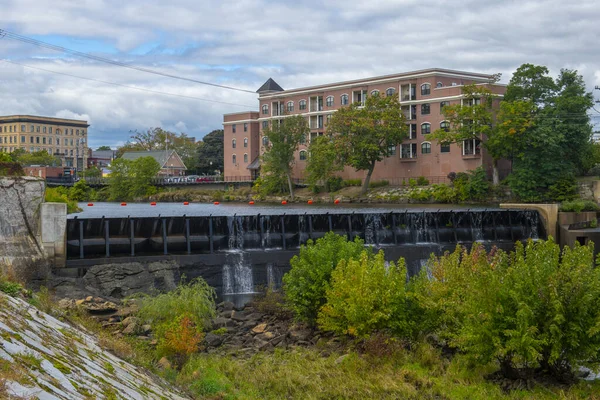 Jackson Falls Dam Nashua River Downtown Nashua New Hampshire Usa — стоковое фото