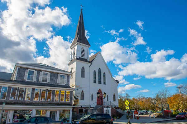 Church Peter Court Street Historic Town Center Plymouth Massachusetts Usa — Stock Photo, Image