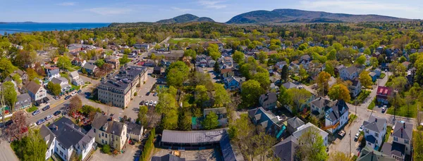 Bar Harbor Historyczne Centrum Miasta Widok Lotu Ptaka Main Street — Zdjęcie stockowe