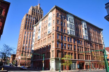 State Tower Building was built in 1927 in downtown Syracuse, New York State NY, USA. This Art Deco style building is still the tallest building in Syracuse.