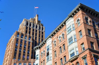 State Tower Building was built in 1927 in downtown Syracuse, New York State NY, USA. This Art Deco style building is still the tallest building in Syracuse.
