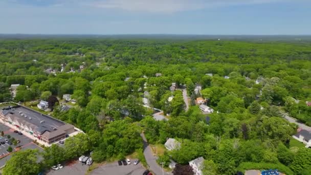 Burlington Historic Town Center Aerial View Summer Including Town Common — Stock video