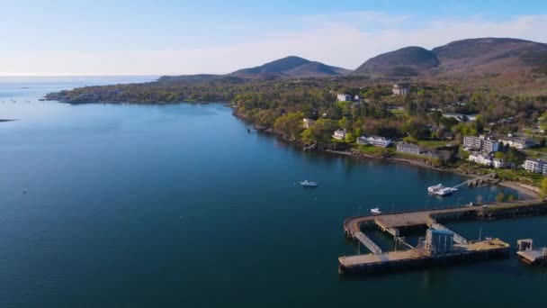 Acadia Ulusal Parkı Cadillac Dağı Hava Manzarası Bar Harbor Town — Stok video