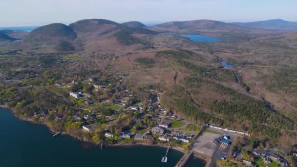 Acadia National Park Cadillac Mountain Aerial View Including Bar Harbor — Stockvideo