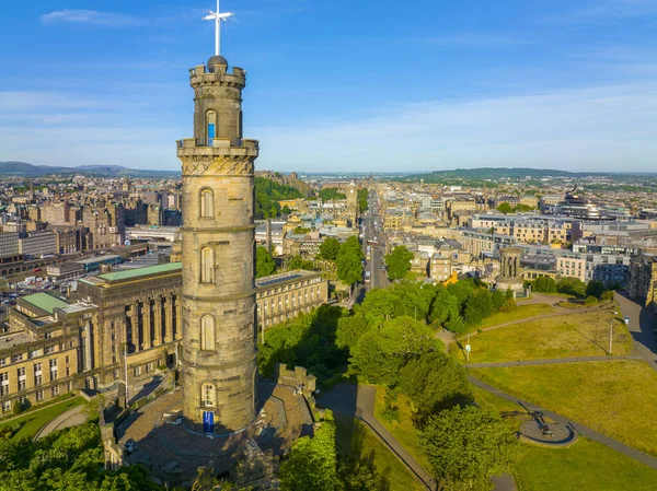 Nelson Monument Calton Hill Andrew House Princes Street Aerial View — Stock Photo, Image