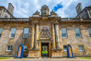 Holyrood Palace was built in 1671, is located at the bottom of Royal Mile in Old Town Edinburgh, Scotland, UK. Old town Edinburgh is a UNESCO World Heritage Site since 1995. 