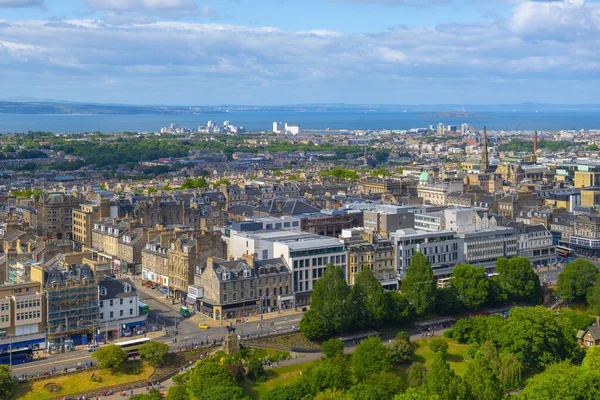 New Town Aerial View Princes Street Frederick Street Edinburgh Castle — Stockfoto