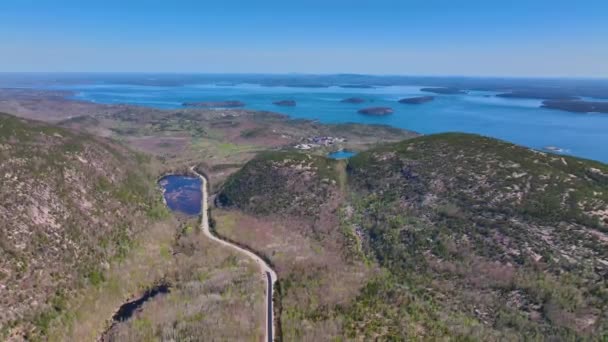 Acadia National Park Aerial View Including Bar Harbor Bar Island — Video