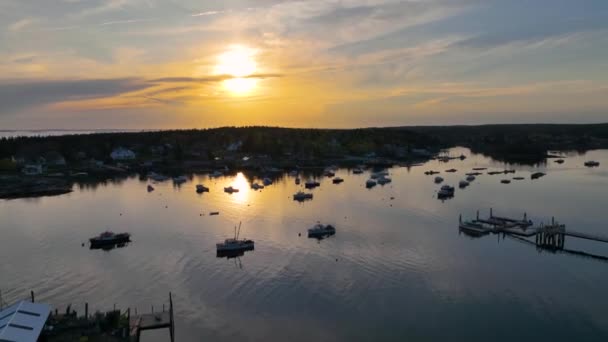 Bass Harbor Village Vue Aérienne Coucher Soleil Dans Ville Tremont — Video