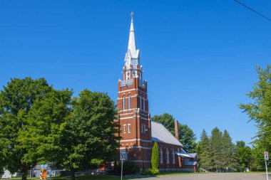 Eglise Catholique Sacre Coeur Church at 645 Rue Dufferin Street in Stanstead, Quebec QC, Canada. Stanstead is on the border between Canada and USA. 
