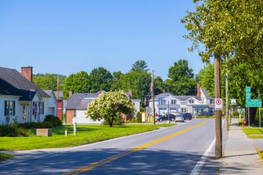 Rue Canusa Street is the only part of the Canada USA border runs down the middle of a street between Derby, Vermont, USA and Stanstead, Quebec, Canada. 